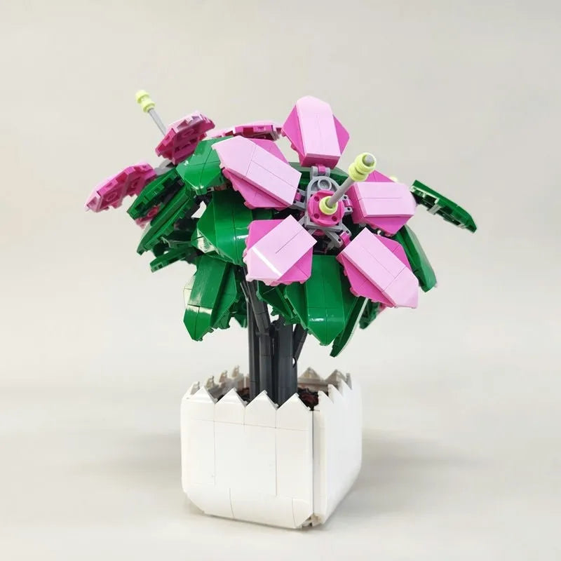 Building Blocks MOC Idea Potted Lyly Azalea Plant Bricks Kids Toys - 1