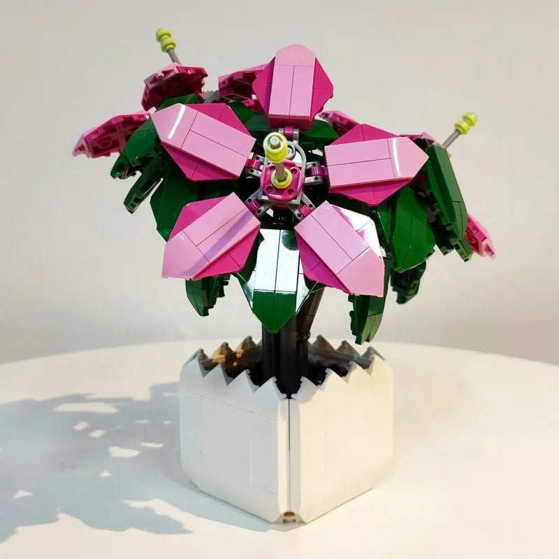 Building Blocks MOC Idea Potted Lyly Azalea Plant Bricks Kids Toys - 7