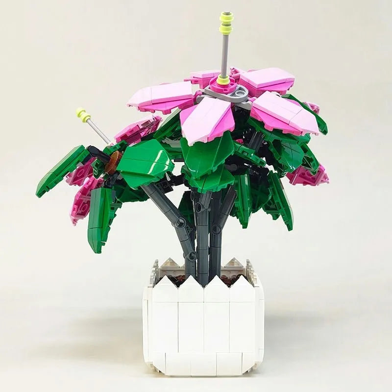 Building Blocks MOC Idea Potted Lyly Azalea Plant Bricks Kids Toys - 4