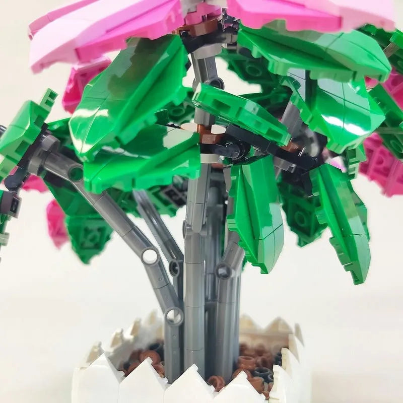 Building Blocks MOC Idea Potted Lyly Azalea Plant Bricks Kids Toys - 5