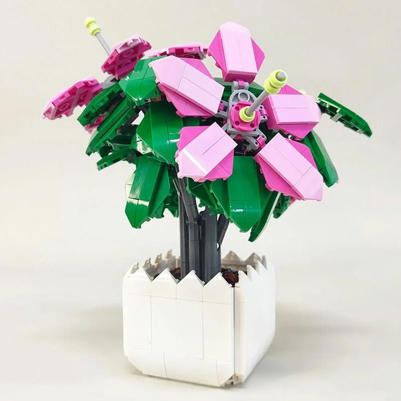 Building Blocks MOC Idea Potted Lyly Azalea Plant Bricks Kids Toys - 2