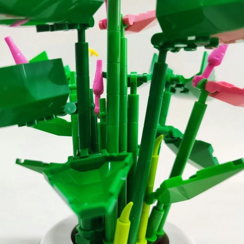 Building Blocks MOC Idea Potted Palm Pink Plants Bricks Kids Toys - 2