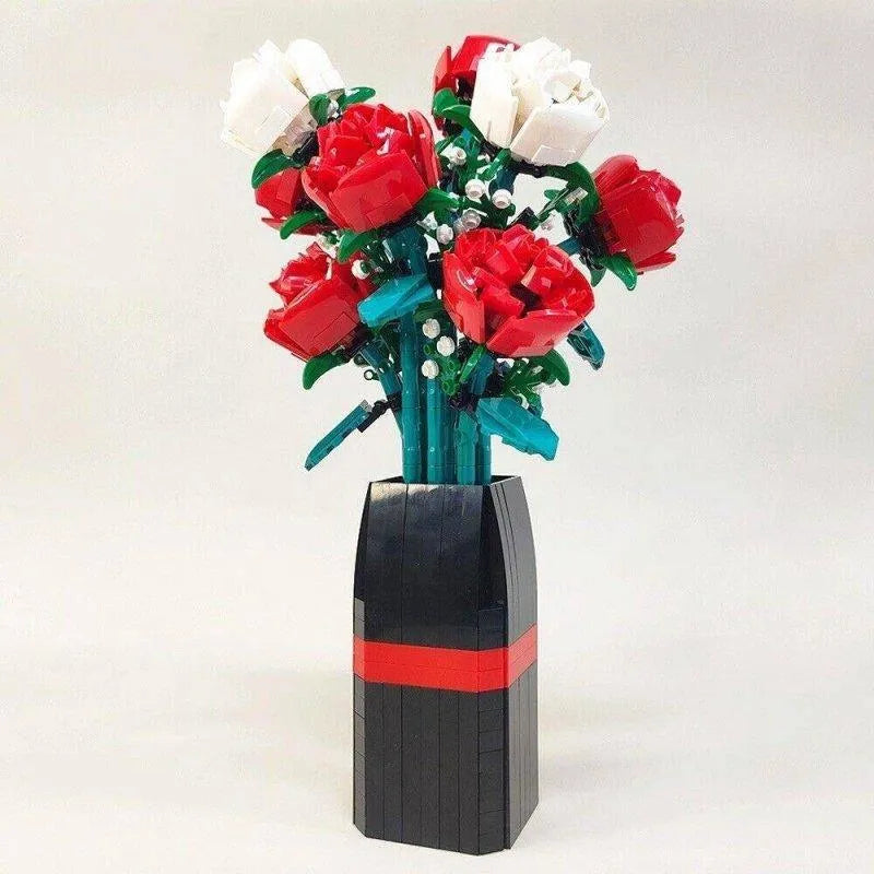 Building Blocks MOC Idea Potted Rose Flower Plant Bricks Kids Toys - 9