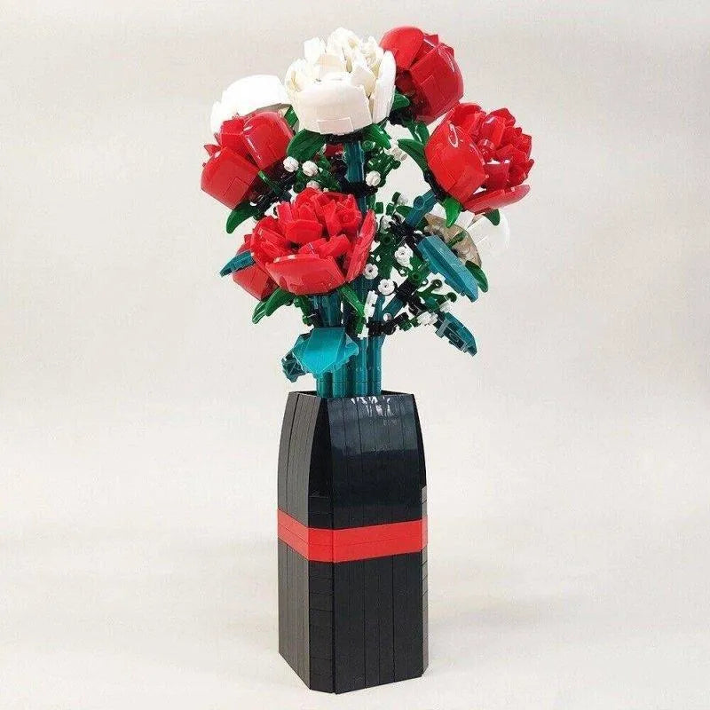 Building Blocks MOC Idea Potted Rose Flower Plant Bricks Kids Toys - 1