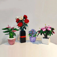 Thumbnail for Building Blocks MOC Idea Potted Rose Flower Plant Bricks Kids Toys - 8