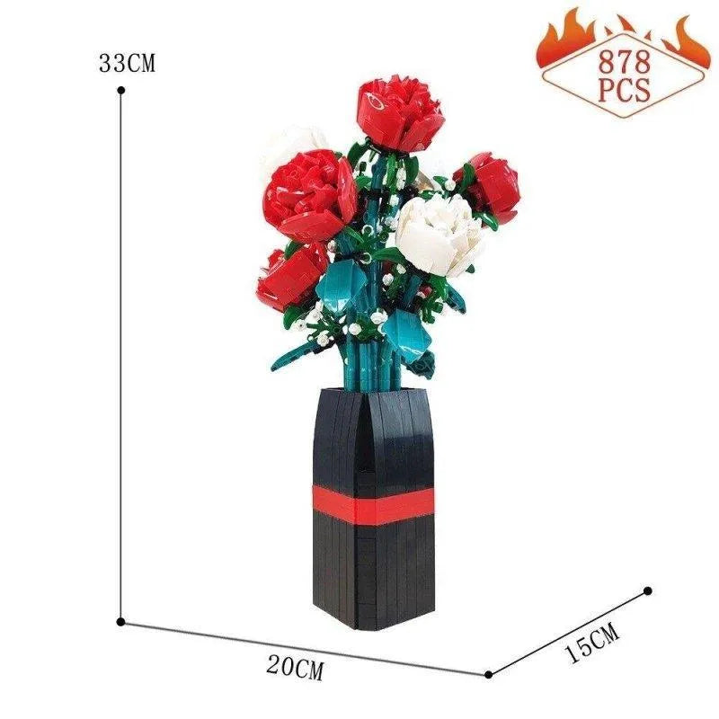 MOC Flower Series Building Blocks City Creative Rose Flower Blocks