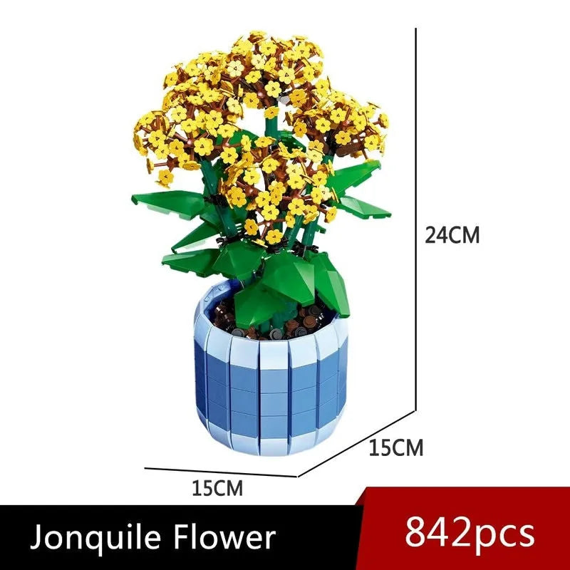 Building Blocks MOC Ideas Potted Jonquil Plant Bricks Kids Toys - 3