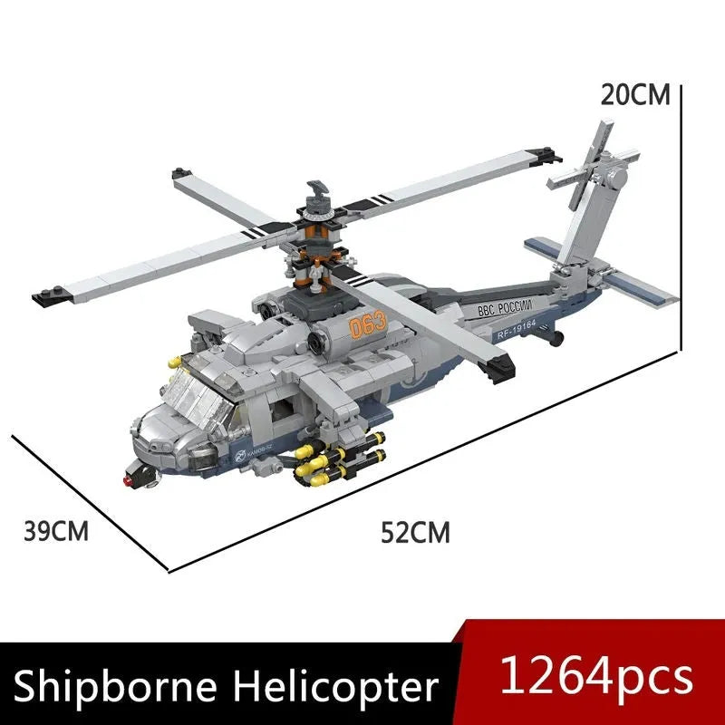 Building Blocks MOC Military Airborne Attack Fighter Helicopter Bricks Toys Construction Set Toys - 1