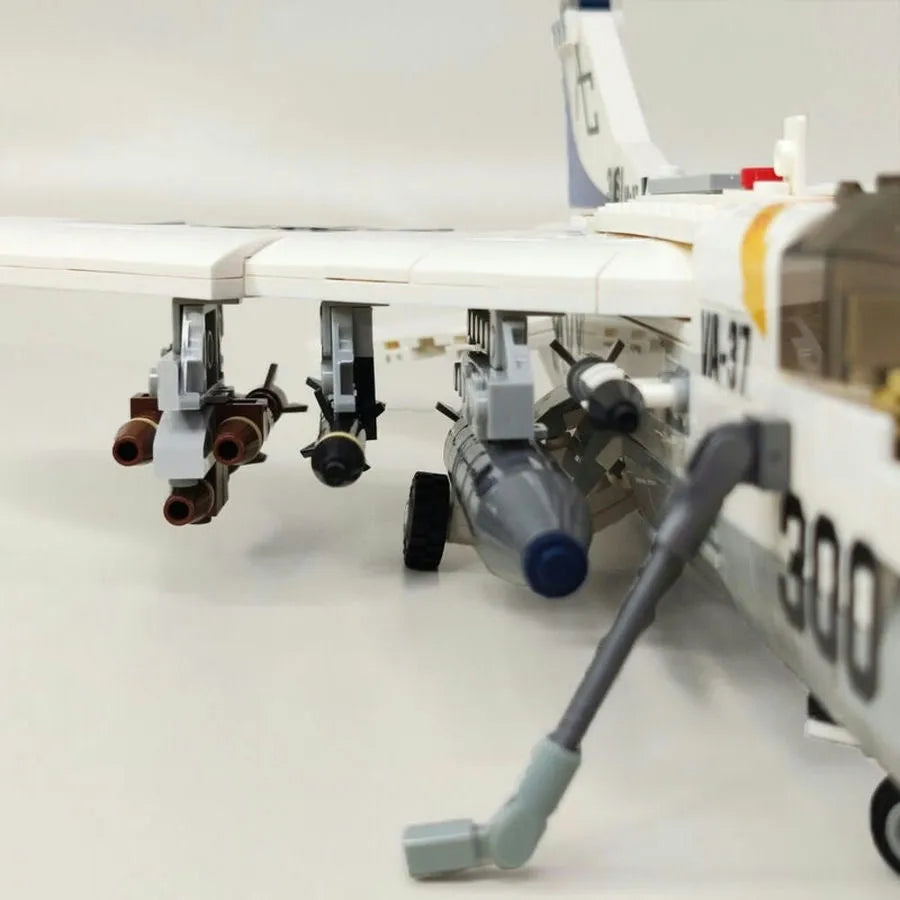Building Blocks MOC Military Aircraft A - 7 Fighter Jet Attack Plane Bricks Toys - 3
