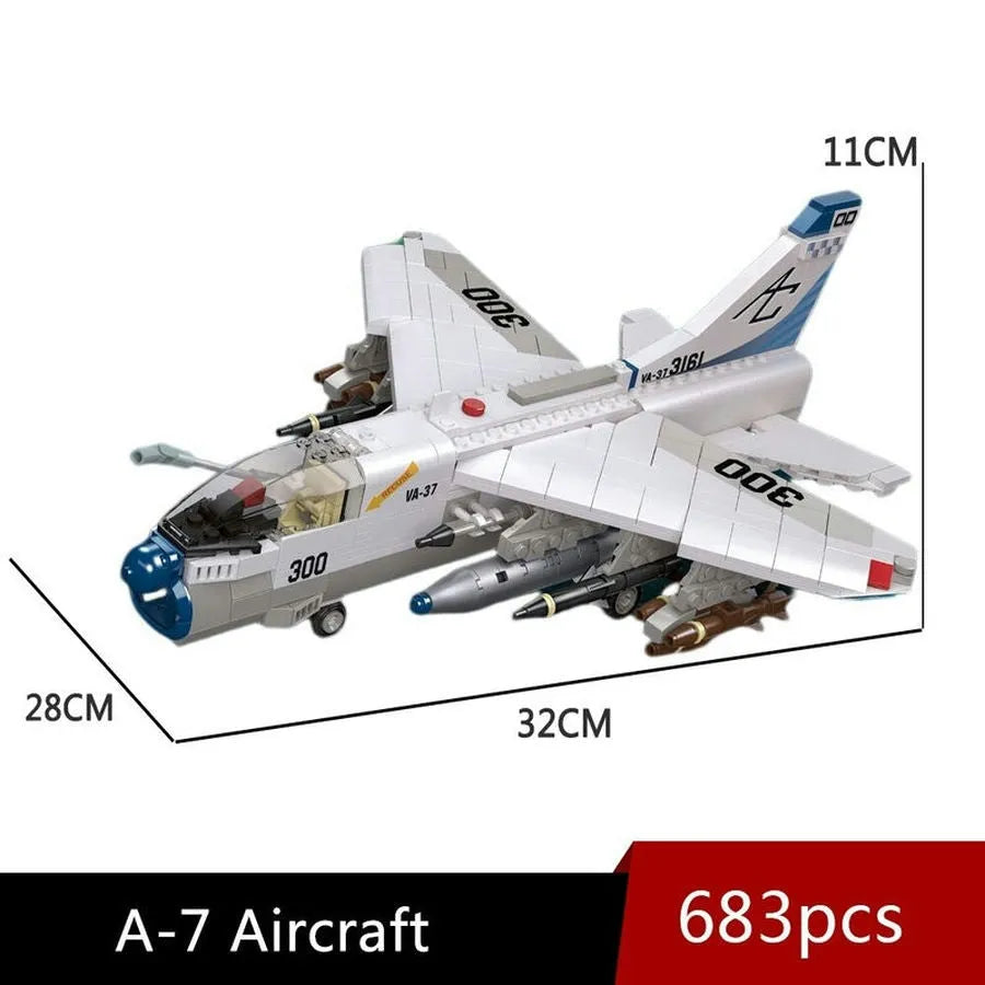 Building Blocks MOC Military Aircraft A - 7 Fighter Jet Attack Plane Bricks Toys - 1