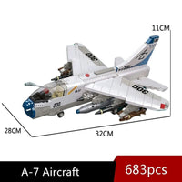 Thumbnail for Building Blocks MOC Military Aircraft A - 7 Fighter Jet Attack Plane Bricks Toys - 1