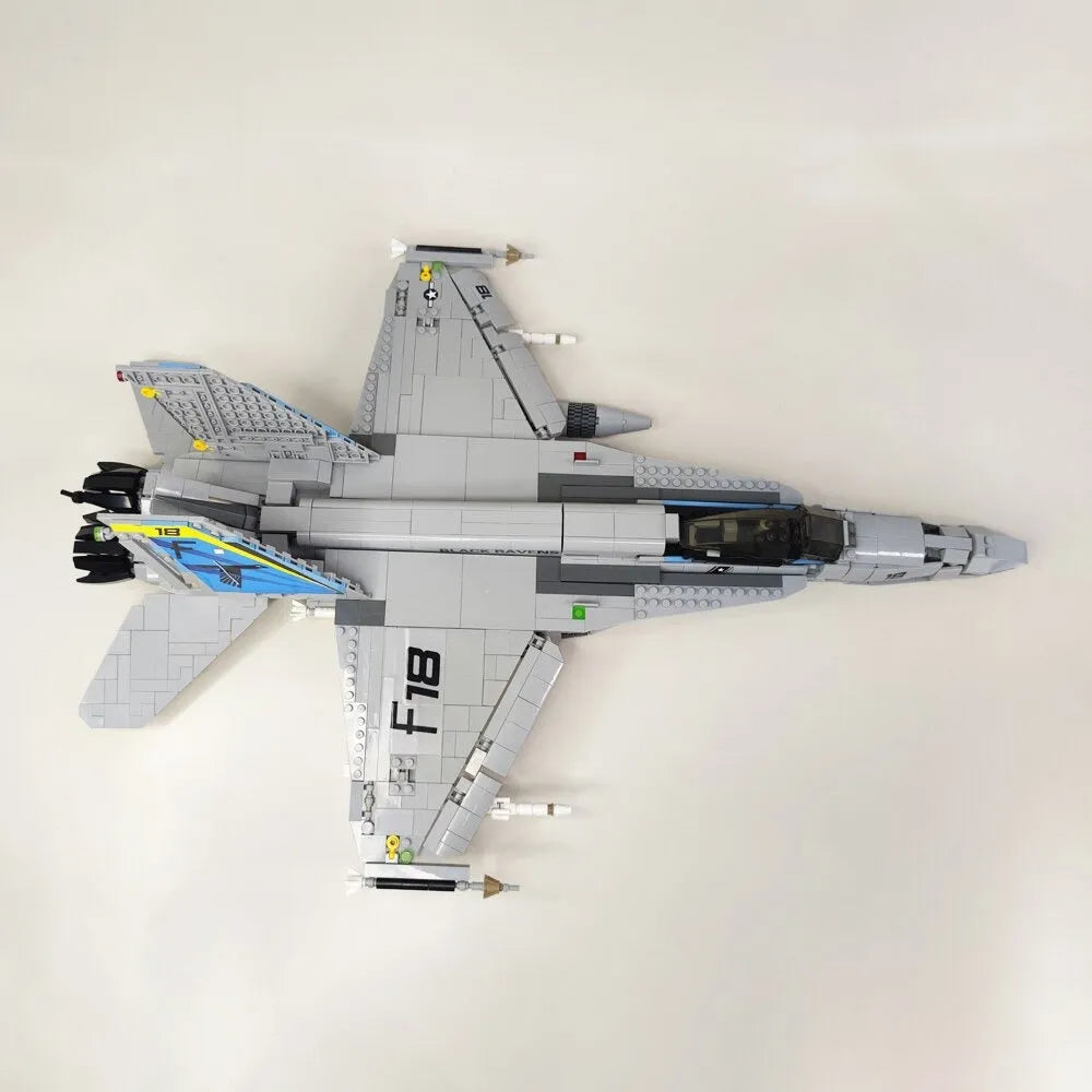 Building Blocks MOC Military F - 18 Fighter Jet Aircraft Kids Bricks Toys - 5