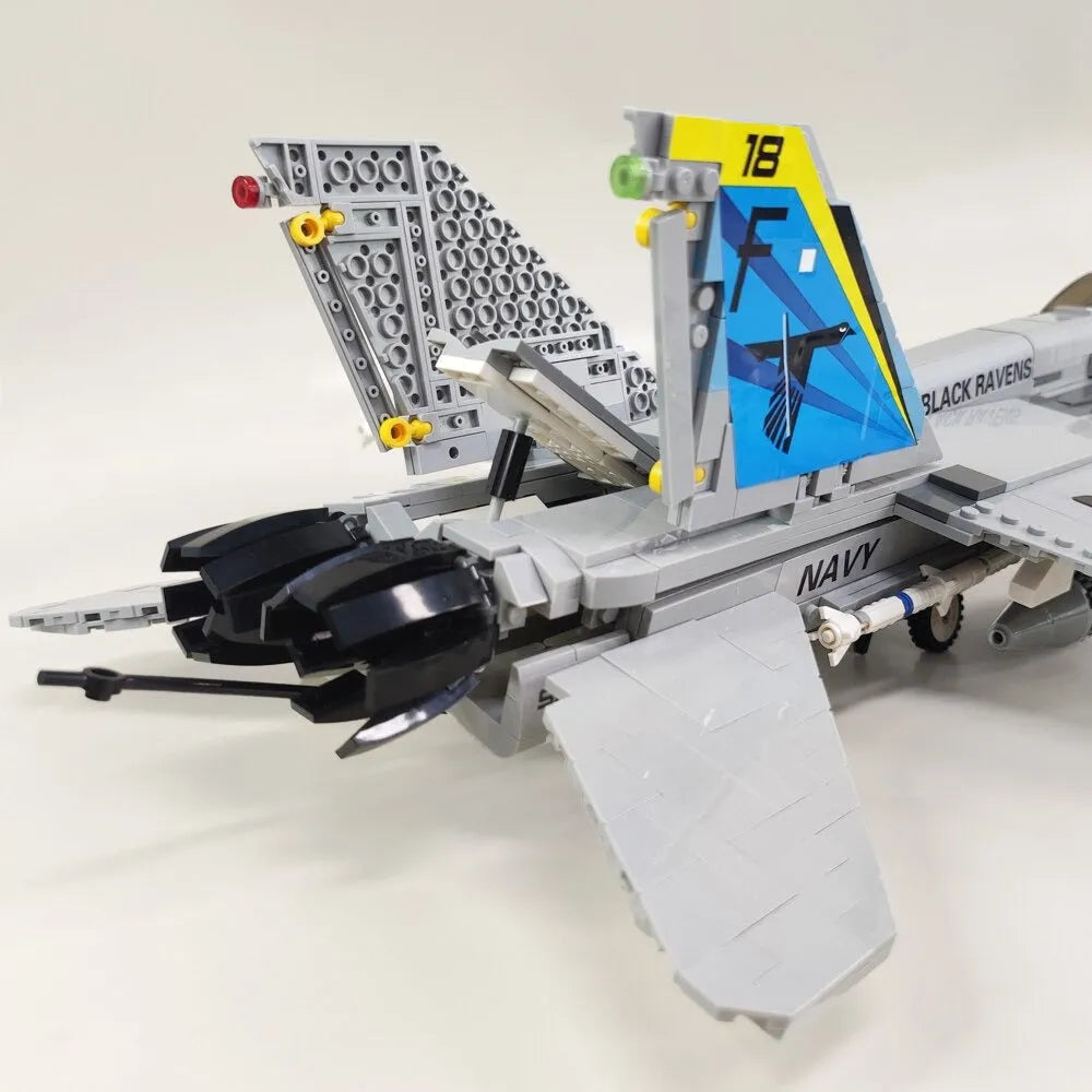 Building Blocks MOC Military F - 18 Fighter Jet Aircraft Kids Bricks Toys - 7