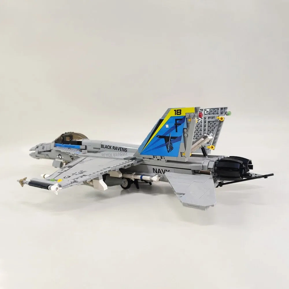 Building Blocks MOC Military F-18 Fighter Jet Aircraft Kids Bricks Toys - 4
