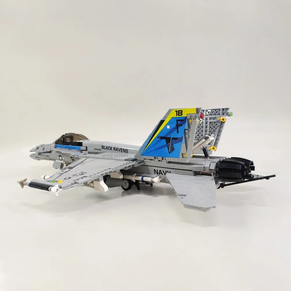 Building Blocks MOC Military F - 18 Fighter Jet Aircraft Kids Bricks Toys - 4