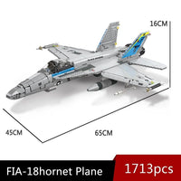 Thumbnail for Building Blocks MOC Military F - 18 Fighter Jet Aircraft Kids Bricks Toys - 2