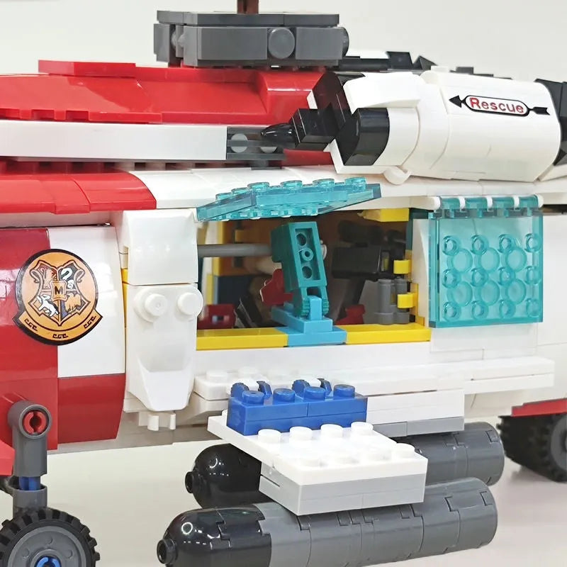 Building Blocks MOC Military MH-60T Armed Rescue Helicopter Bricks Toys - 14