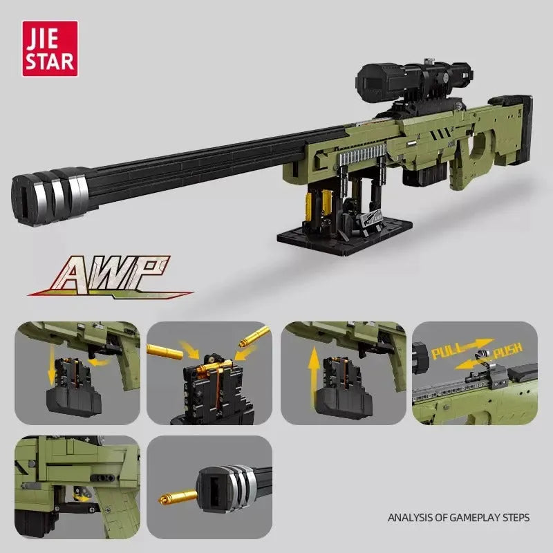 Building Blocks MOC Military Super AWP Sniper Rifle Gun Bricks Toy 58022 - 9