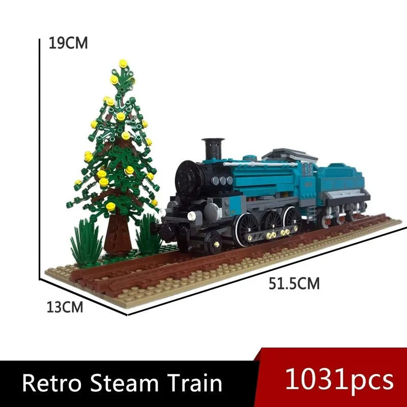 Building Blocks MOC Retro Steam Train Locomotive Bricks Toys 59020 - 1