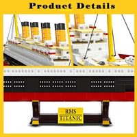 Thumbnail for Building Blocks MOC RMS Titanic Cruiser Steam Ship Boat Bricks Toy - 4