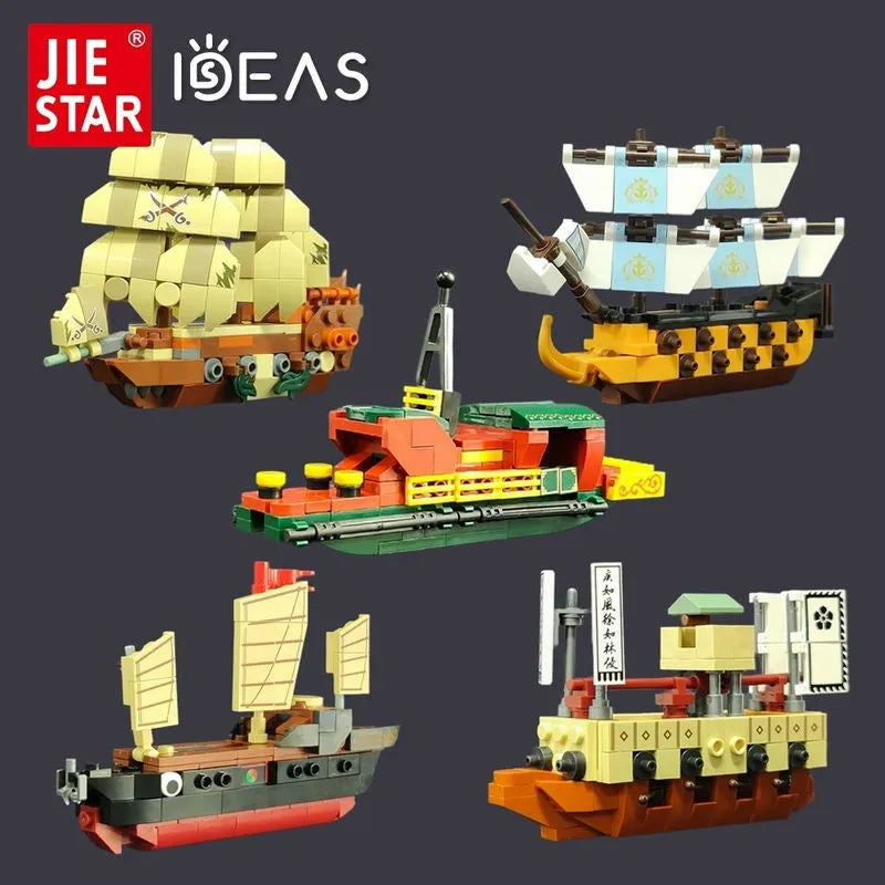 Building Blocks MOC Small Warring States Pirates Ship Bricks Toys - 3
