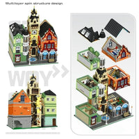 Thumbnail for Building Blocks MOC Street Expert City Clock Tower Square Bricks Toy 89103 - 5