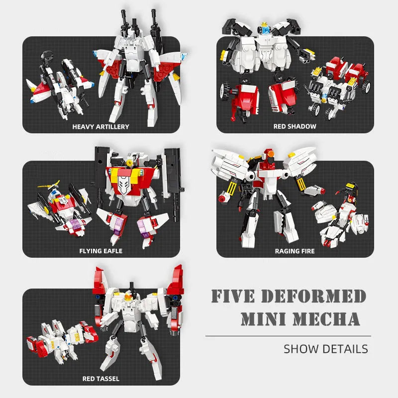 Building Blocks Super Deformed Flaming Meteor Mecha Robot Warrior Bricks Toy Construction Set Toys - 4