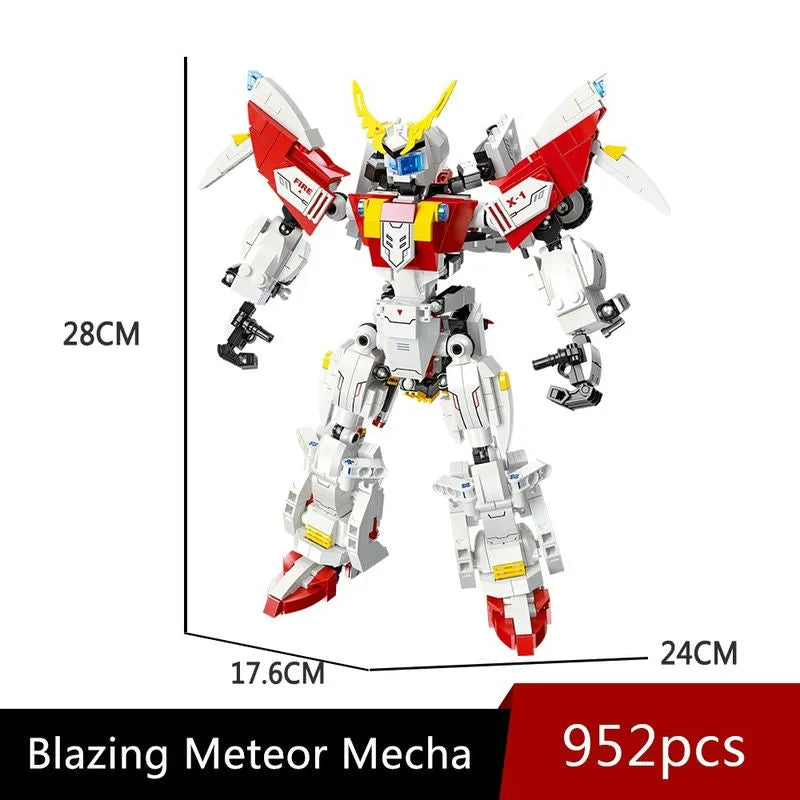 Building Blocks Super Deformed Flaming Meteor Mecha Robot Warrior Bricks Toy Construction Set Toys - 5