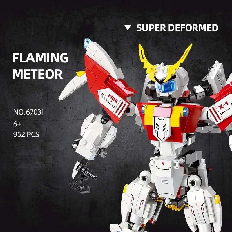 Building Blocks Super Deformed Flaming Meteor Mecha Robot Warrior Bricks Toy Construction Set Toys - 2