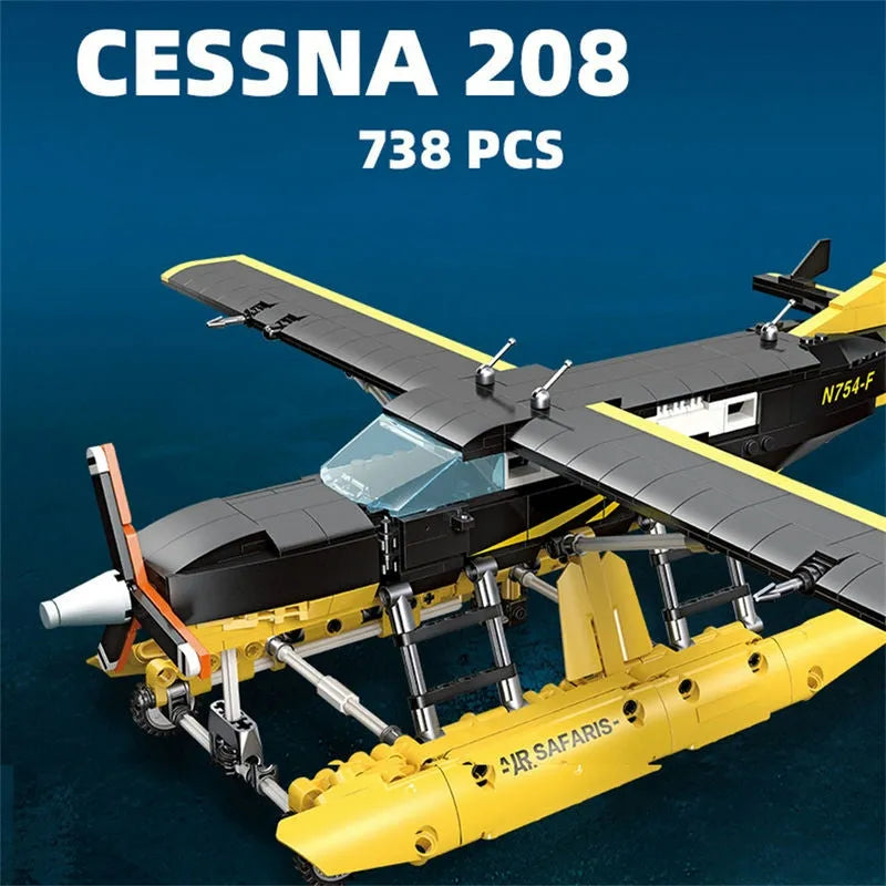 Building Blocks Tech MOC Cargo Plane Cessna 208 Aircraft Bricks Toy - 2