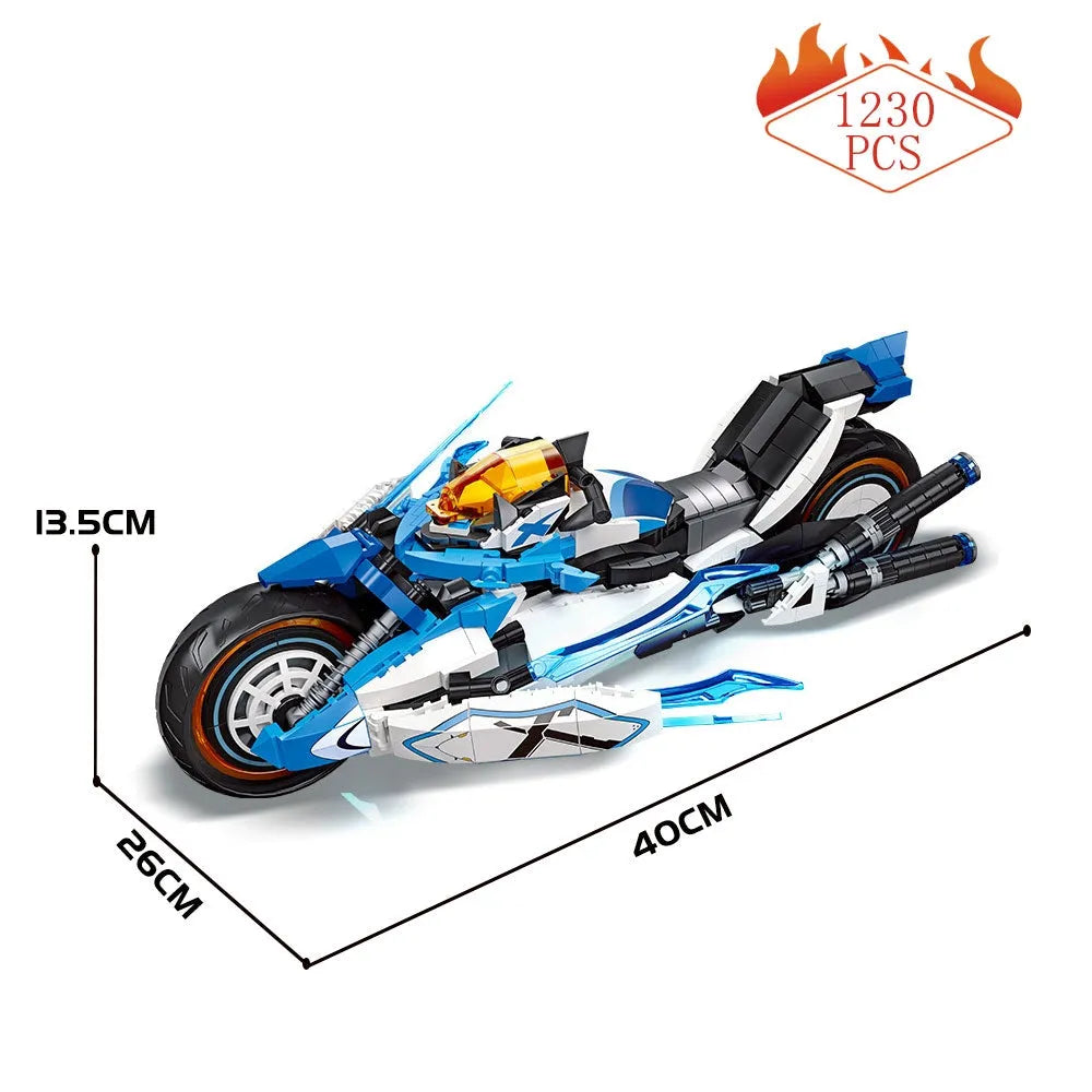 Building Blocks Tech MOC CYBERANGEL Concept Motorcycle Bricks Toy - 2