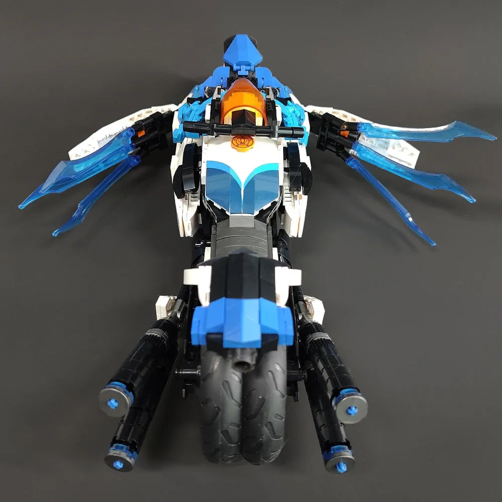 Building Blocks Tech MOC CYBERANGEL Concept Motorcycle Bricks Toy - 8