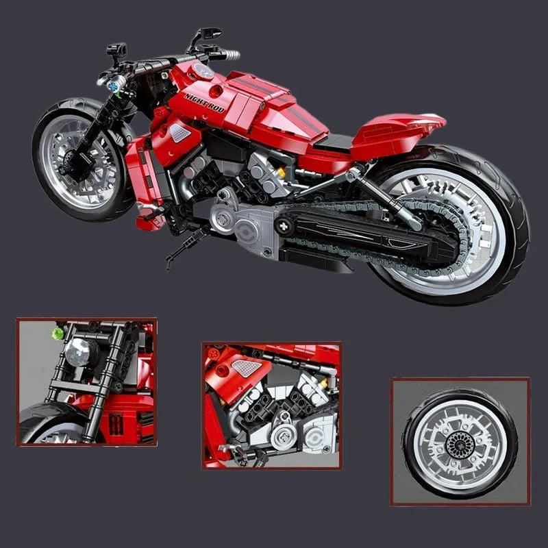 Building Blocks Tech MOC Harley Night Rod Motorcycle Bricks Toy 91020 - 6