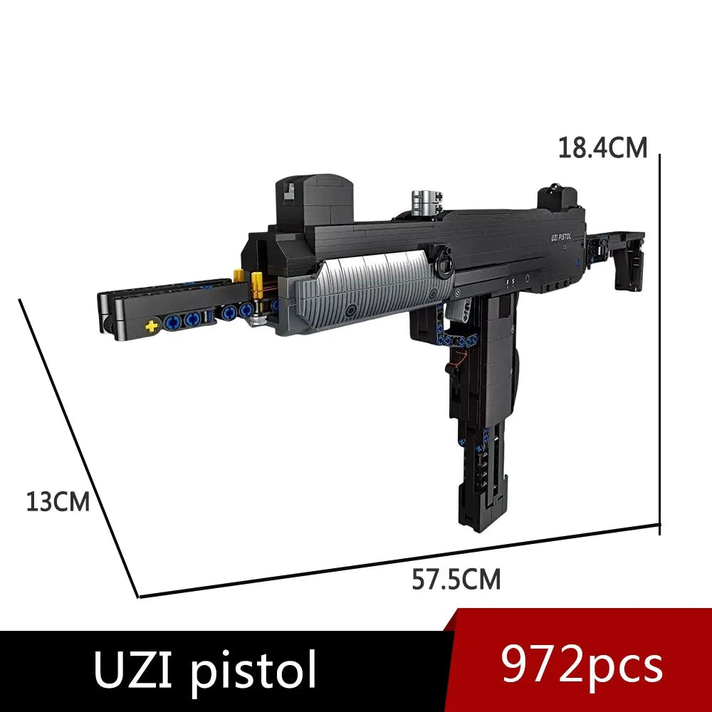 Building Blocks Tech Weapon MOC UZI Sub Machine Gun Bricks Toy - 2