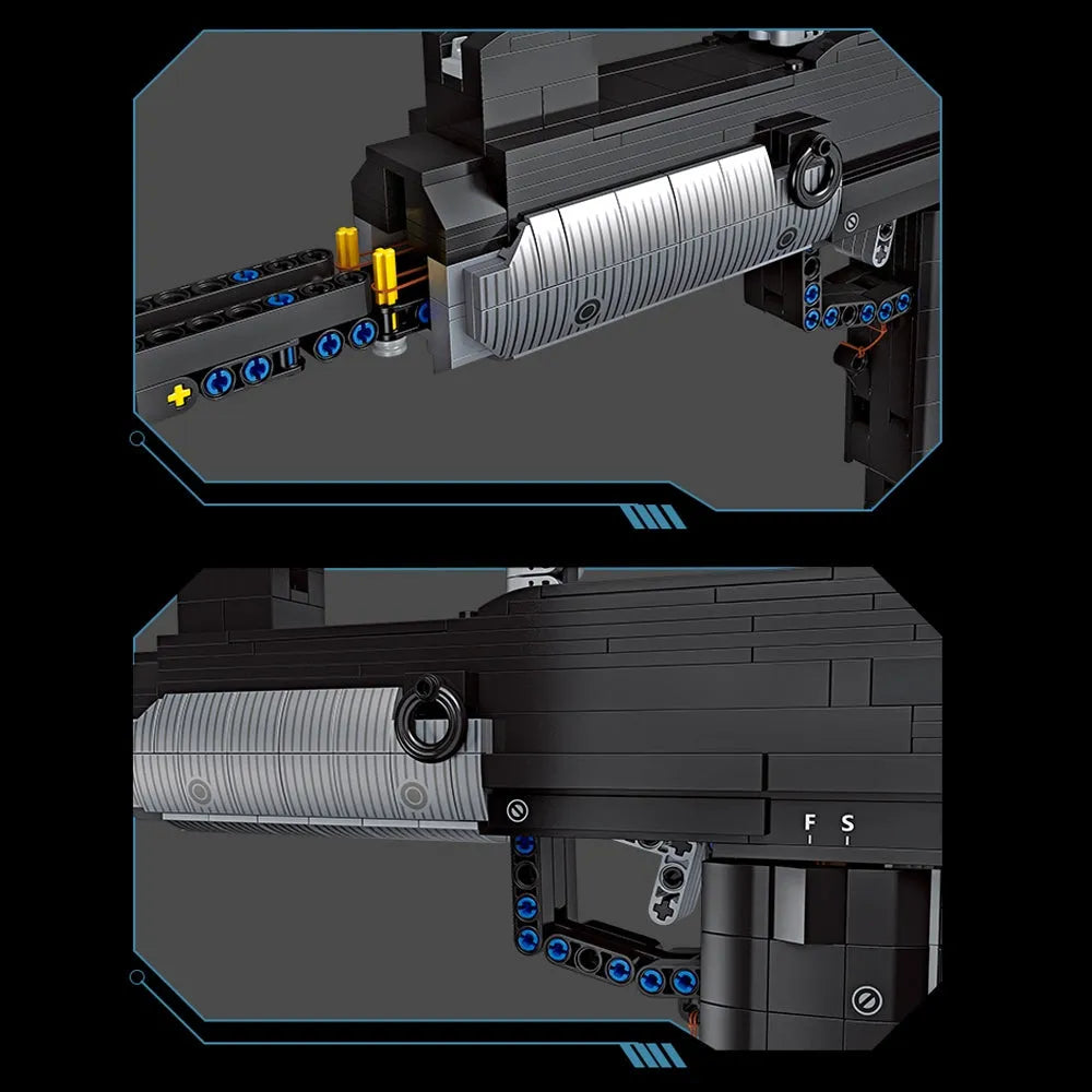 Building Blocks Tech Weapon MOC UZI Sub Machine Gun Bricks Toy - 8