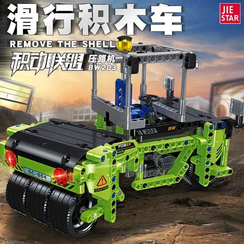 Building Blocks Technic City Mini Road Roller Steamroller Truck Bricks Toy - 2