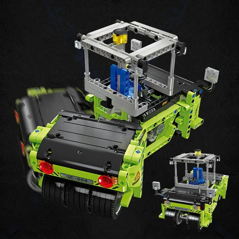 Building Blocks Technic City Mini Road Roller Steamroller Truck Bricks Toy - 4