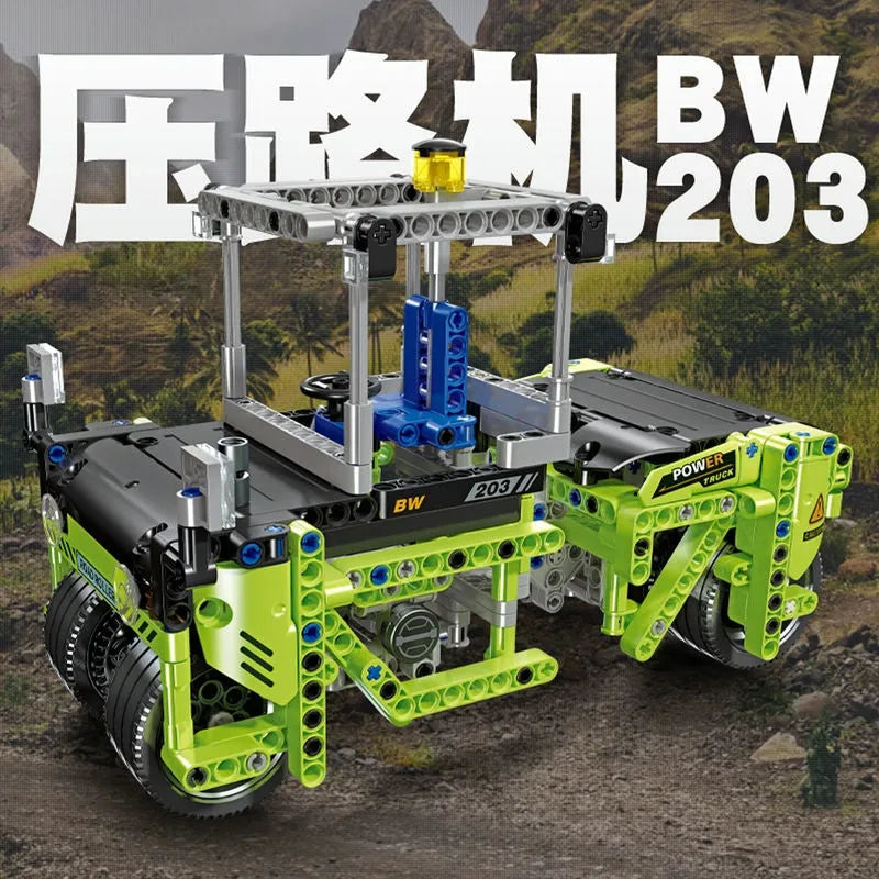 Building Blocks Technic City Mini Road Roller Steamroller Truck Bricks Toy - 5