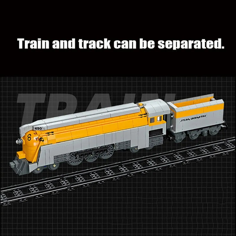 Building Blocks Technic MOC CO 490 Steam Train Locomotive Bricks Toys 59021 Construction Set Toys - 5