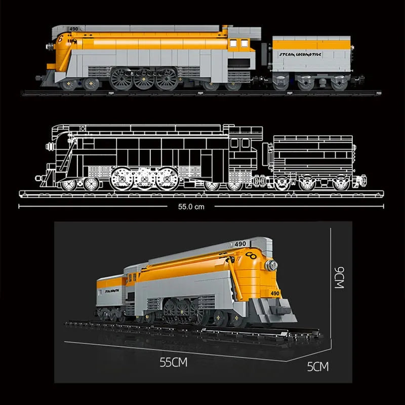 Building Blocks Technic MOC CO 490 Steam Train Locomotive Bricks Toys 59021 - 6