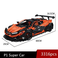 Thumbnail for Building Blocks Technical Hypercar MOC Super P1 Racing Car Bricks Toys 91104 - 7