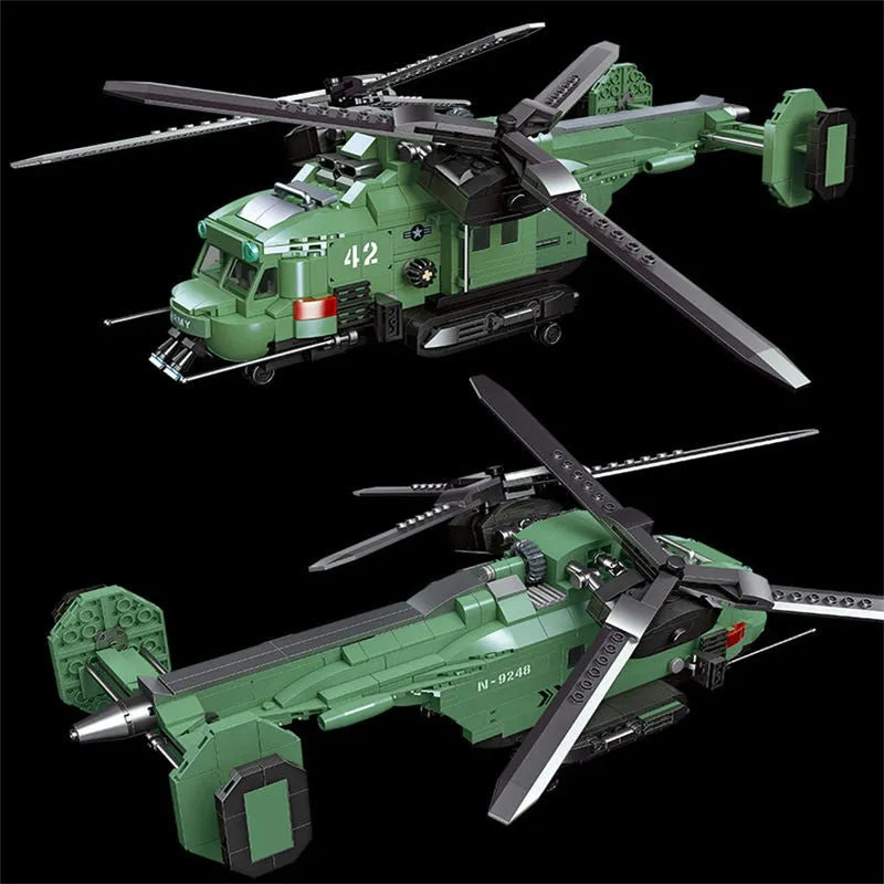 Building Blocks Technical MOC Twin-Rotor Helicopter Bricks Toy 58008 - 8