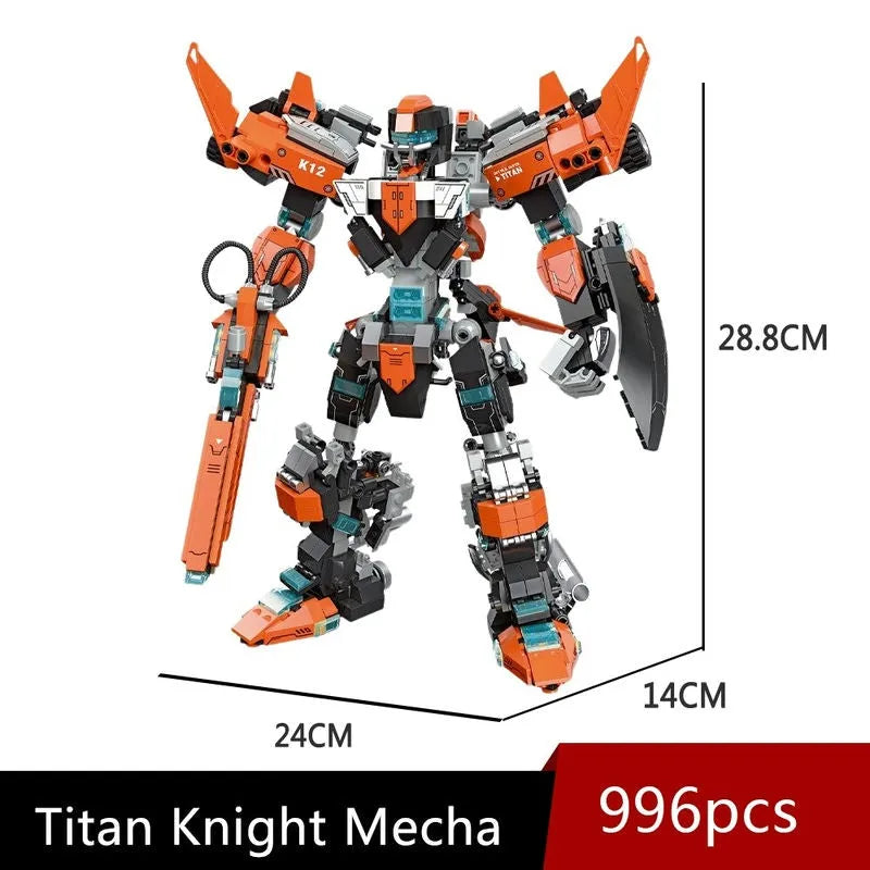 Building Blocks Transforming Titan Knight Mecha Robot Warrior Bricks Toys - 2