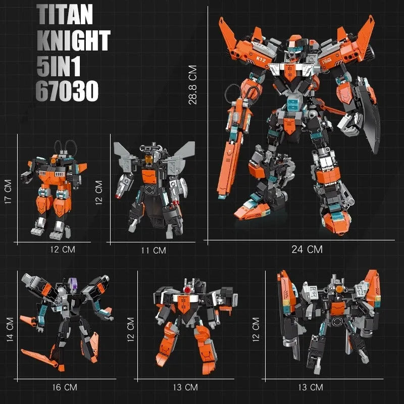 Building Blocks Transforming Titan Knight Mecha Robot Warrior Bricks Toys - 3