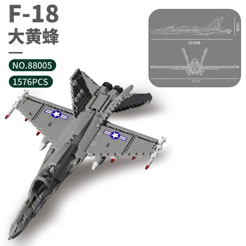 Building Blocks Military Aircraft F - 18 Hornet Fighter Jet Bricks Toy - 7