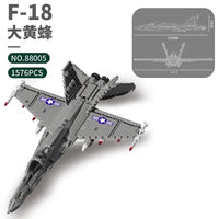 Thumbnail for Building Blocks Military Aircraft F-18 Hornet Fighter Jet Bricks Toy - 7