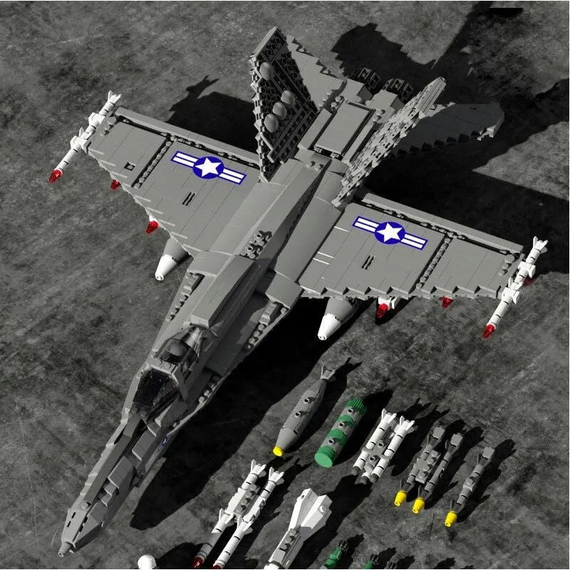 Building Blocks Military Aircraft F-18 Hornet Fighter Jet Bricks Toy - 2