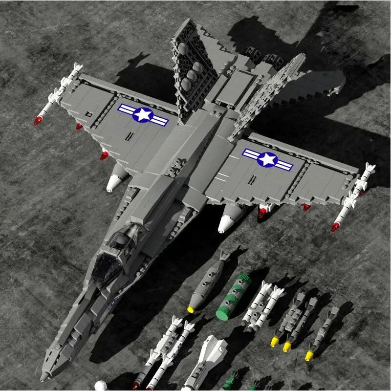 Building Blocks Military Aircraft F - 18 Hornet Fighter Jet Bricks Toy - 2