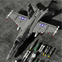 Thumbnail for Building Blocks Military Aircraft F-18 Hornet Fighter Jet Bricks Toy - 2