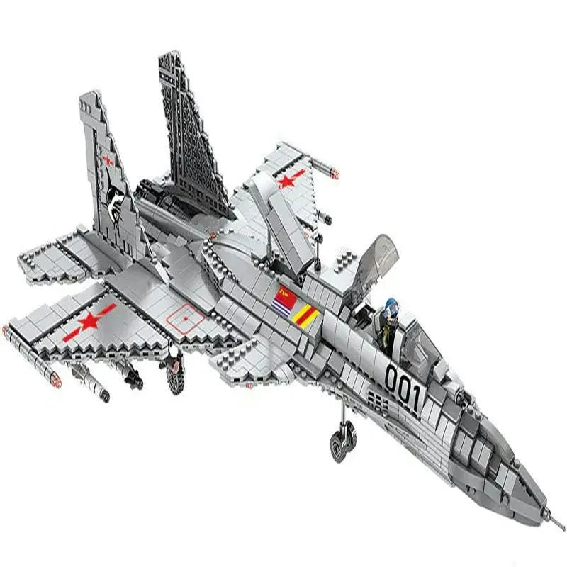 Building Blocks Military Aircraft J-15 Flying Shark Fighter Jet Bricks Toy - 16